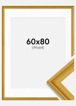Ramme Lattice Guld 60x80 cm - Passepartout Hvid 50x65 cm