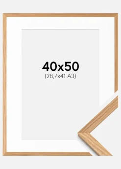 Ramme Massiv Eg 40x50 cm - Passepartout Hvid 29,7x42 cm