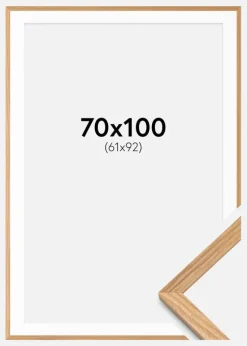 Ramme Massiv Eg 70x100 cm - Passepartout Hvid 62x93 cm