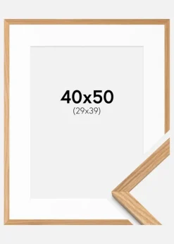 Ramme massiv eg 40x50 cm - Passepartout Hvid 30x40 cm