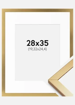 Ramme Minerva Guld 28x35 cm - Passepartout Hvid 8x10 inches