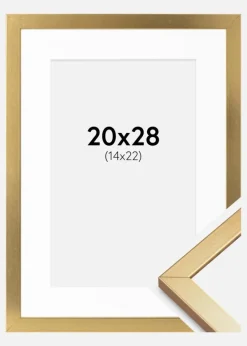 Ramme Minerva Guld 20x28 cm - Passepartout Hvid 15x23 cm