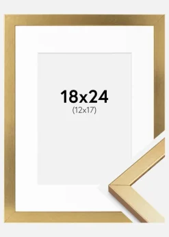 Ramme Minerva Guld 18x24 cm - Passepartout Hvid 13x18 cm