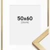 Ramme Minerva Guld 50x60 cm - Passepartout Hvid 35x45 cm