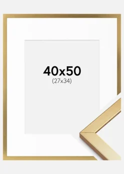 Ramme Minerva Guld 40x50 cm - Passepartout Hvid 28x35 cm