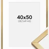 Ramme Minerva Guld 40x50 cm - Passepartout Hvid 29,7x42 cm