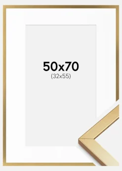 Ramme Minerva Guld 50x70 cm - Passepartout Hvid 33x56 cm