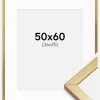 Ramme Minerva Guld 50x60 cm - Passepartout Hvid 37x46 cm