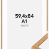 Ramme Modern Teak 59,4x84 cm - Passepartout Hvid 47x75 cm