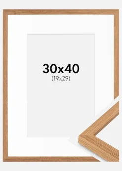 Ramme Modern Teak 30x40 cm - Passepartout Hvid 20x30 cm
