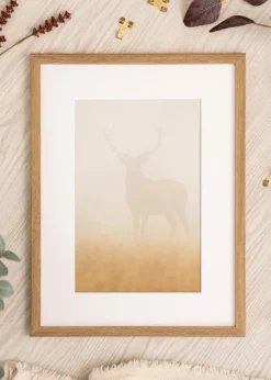 Ramme Modern Teak 40x50 cm - Passepartout Hvid 12x16 inches