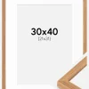 Ramme Modern Teak 30x40 cm - Passepartout Hvid 22x32 cm