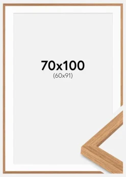 Ramme Modern Teak 70x100 cm - Passepartout Hvid 61x92 cm