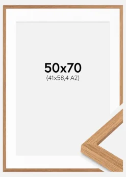 Ramme Modern Teak 50x70 cm - Passepartout Hvid 42x59,4 cm