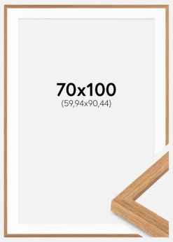Ramme Modern Teak 70x100 cm - Passepartout Hvid 24x36 inches