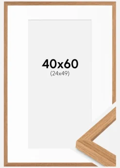 Ramme Modern Teak 40x60 cm - Passepartout Hvid 25x50 cm