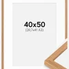 Ramme Modern Teak 40x50 cm - Passepartout Hvid 29,7x42 cm