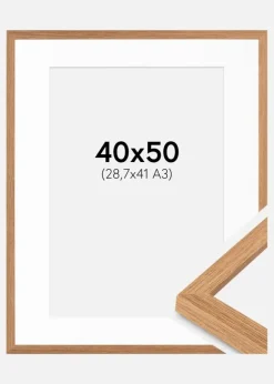 Ramme Modern Teak 40x50 cm - Passepartout Hvid 29,7x42 cm