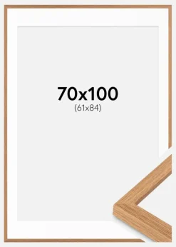 Ramme Modern Teak 70x100 cm - Passepartout Hvid 62x85 cm