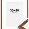 Ramme Modern varmt Brun 30x40 cm - Passepartout Hvid 20x30 cm