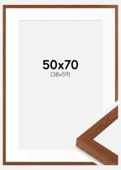 Ramme Modern varmt Brun 50x70 cm - Passepartout Hvid 39x60 cm