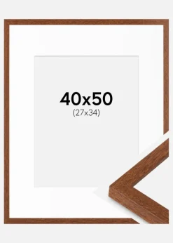 Ramme Modern varmt Brun 40x50 cm - Passepartout Hvid 28x35 cm