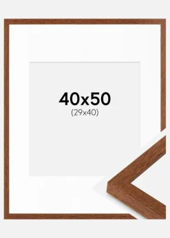 Ramme Modern varmt Brun 40x50 cm - Passepartout Hvid 30x41 cm