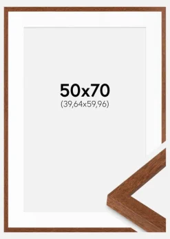 Ramme Modern varmt Brun 50x70 cm - Passepartout Hvid 16x24 inches