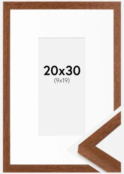 Ramme Modern varmt Brun 20x30 cm - Passepartout Hvid 10x20 cm
