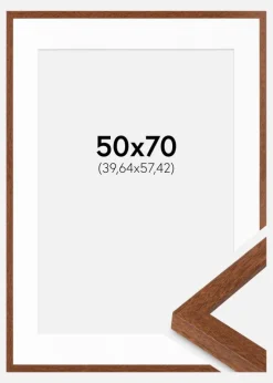 Ramme Modern varmt Brun 50x70 cm - Passepartout Hvid 16x23 inches