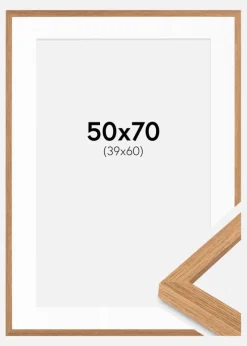 Ramme Moderne Teak 50x70 cm - Passepartout Hvid 40x61 cm