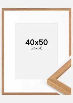 Ramme Moderne Teak 40x50 cm - Passepartout Hvid 27x35 cm