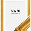 Ramme Mora Premium Guld 50x70 cm - Passepartout Hvid 42x59,4 cm (A2)