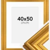 Ramme Mora Premium Guld 40x50 cm - Passepartout Hvid 30x40 cm