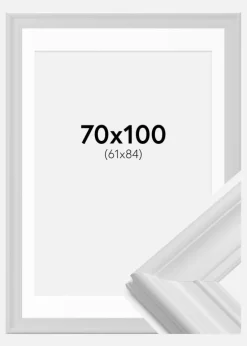 Ramme Mora Premium Hvid 70x100 cm - Passepartout Hvid 62x85 cm