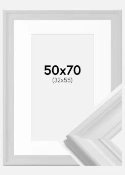 Ramme Mora Premium Hvid 50x70 cm - Passepartout Hvid 33x56 cm