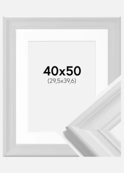 Ramme Mora Premium Hvid 40x50 cm - Passepartout Hvid 12x16 inches