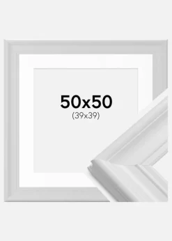 Ramme Mora Premium Hvid 50x50 cm - Passepartout Hvid 40x40 cm