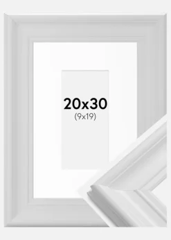 Ramme Mora Premium Hvid 20x30 cm - Passepartout Hvid 10x20 cm