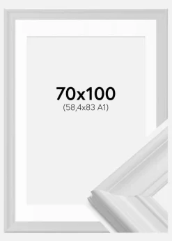 Ramme Mora Premium Hvid 70x100 cm - Passepartout Hvid 59,4x84 cm (A1)