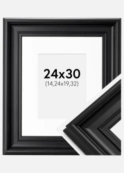 Ramme Mora Premium Sort 24x30 cm - Passepartout Hvid 6x8 inches