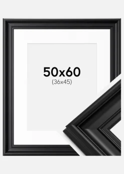 Ramme Mora Premium Sort 50x60 cm - Passepartout Hvid 37x46 cm