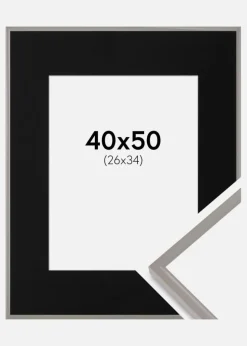 Ramme New Lifestyle Earth Grey 40x50 cm - Passepartout Sort 27x35 cm