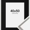 Ramme New Lifestyle Earth Grey 40x50 cm - Passepartout Sort 27,5x37 cm