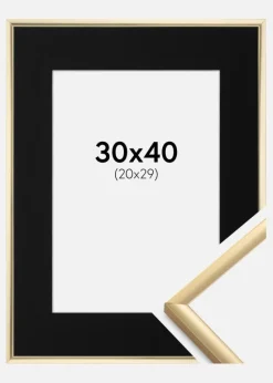Ramme New Lifestyle Guld 30x40 cm - Passepartout Sort 21x30 cm