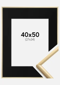 Ramme New Lifestyle Guld 40x50 cm - Passepartout Sort 28x35 cm