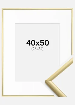 Ramme New Lifestyle Guld 40x50 cm - Passepartout Hvid 27x35 cm