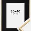 Ramme New Lifestyle Guld 30x40 cm - Passepartout Sort 20x28 cm