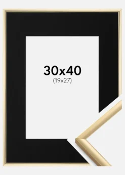 Ramme New Lifestyle Guld 30x40 cm - Passepartout Sort 20x28 cm