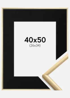 Ramme New Lifestyle Guld 40x50 cm - Passepartout Sort 27x35 cm